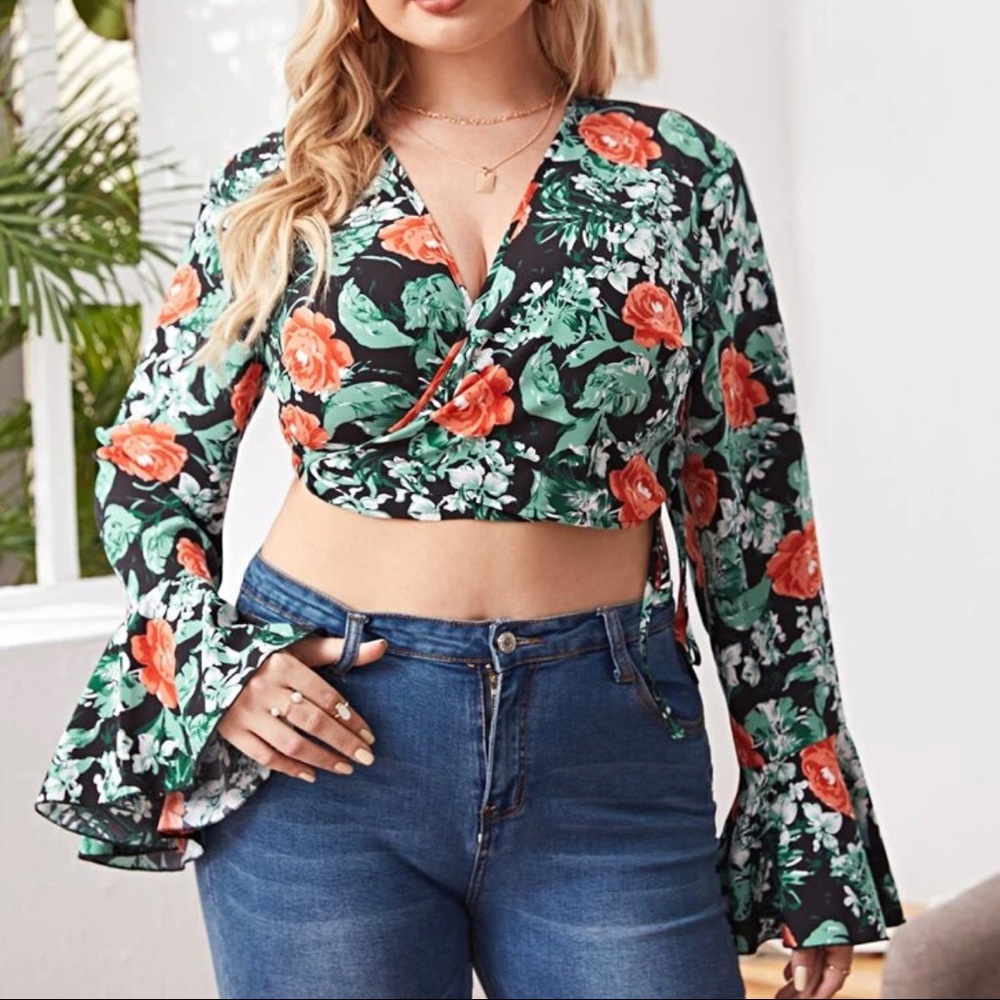 Floral wrap around crop top